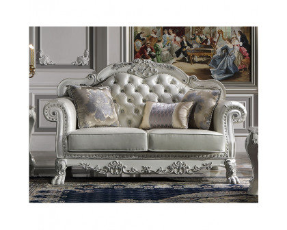 ACME Dresden Loveseat with 3 Pillows - Synthetic/Bone White