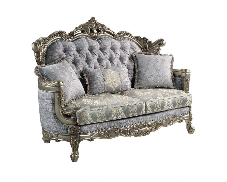 ACME - Miliani Loveseat with 3 Pillows in Antique Bronze