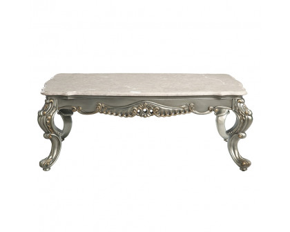 ACME - Miliani Coffee Table with Marble Top in Natural Marble Top/Antique Bronze