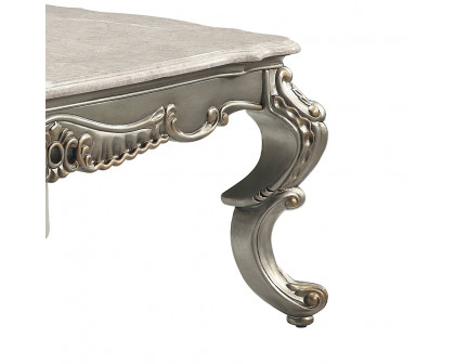 ACME - Miliani Coffee Table with Marble Top in Natural Marble Top/Antique Bronze