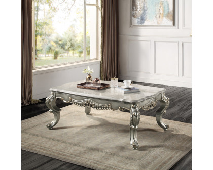 ACME - Miliani Coffee Table with Marble Top in Natural Marble Top/Antique Bronze