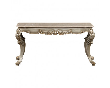 ACME - Miliani Sofa Table with Marble Top in Natural Marble Top/Antique Bronze