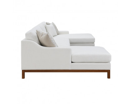 ACME - Valiant Sectional Sofa with 4 Pillows in Ivory Chenille