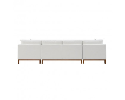 ACME - Valiant Sectional Sofa with 4 Pillows in Ivory Chenille