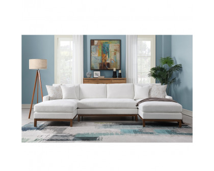 ACME - Valiant Sectional Sofa with 4 Pillows in Ivory Chenille