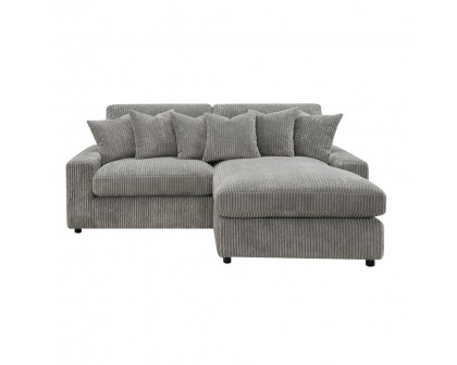 ACME - Tavia Reversible Sectional Sofa with 6 Pillows in Gray Corduroy