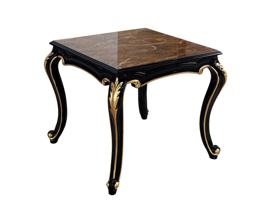 ACME - Betria End Table in Engineered Stone Top/Gold/Black