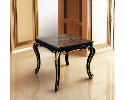 ACME - Betria End Table in Engineered Stone Top/Gold/Black