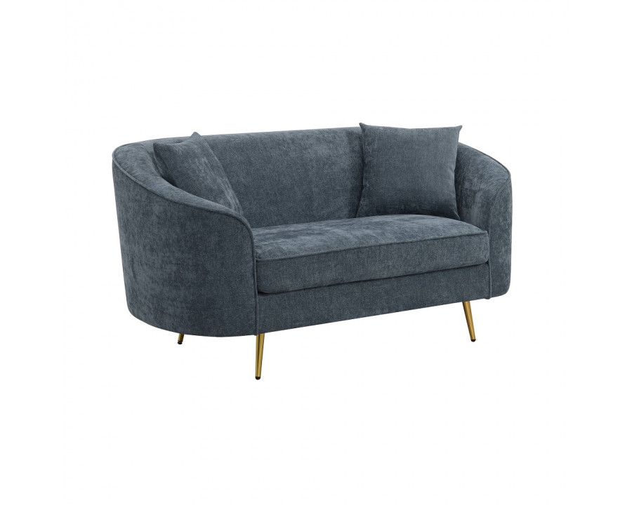 ACME - Nakendra Loveseat with 2 Pillows in Cobalt Blue Chenille