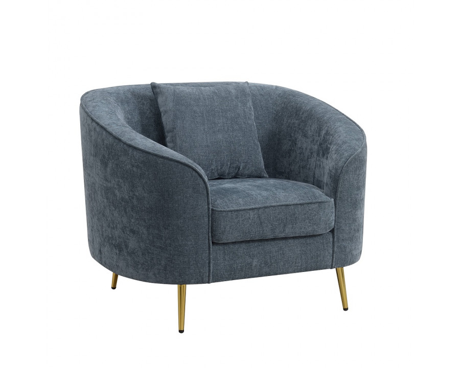 ACME - Nakendra Chair with Pillow in Cobalt Blue Chenille