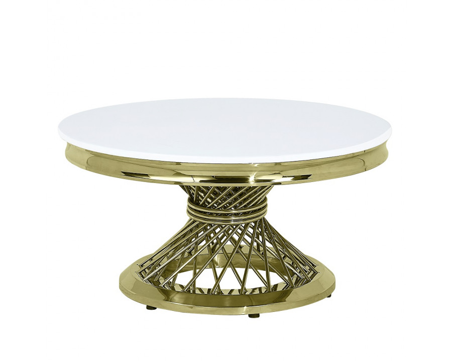 ACME - Fallon Coffee Table with Engineered Stone Top in Engineered Stone Top/Gold