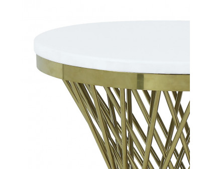 ACME - Fallon End Table with Engineered Stone Top in Engineered Stone Top/Gold