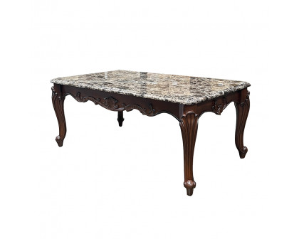 ACME - Nayla Coffee Table in Natural Marble Top/Cherry