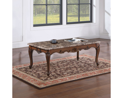 ACME - Nayla Coffee Table in Natural Marble Top/Cherry