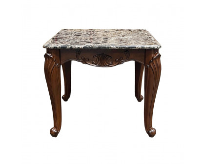 ACME - Nayla End Table in Natural Marble Top/Cherry