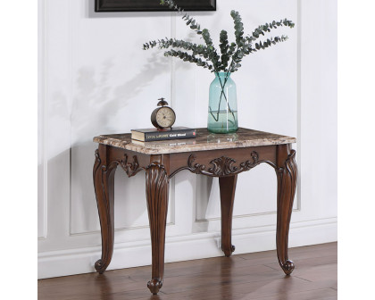 ACME - Nayla End Table in Natural Marble Top/Cherry