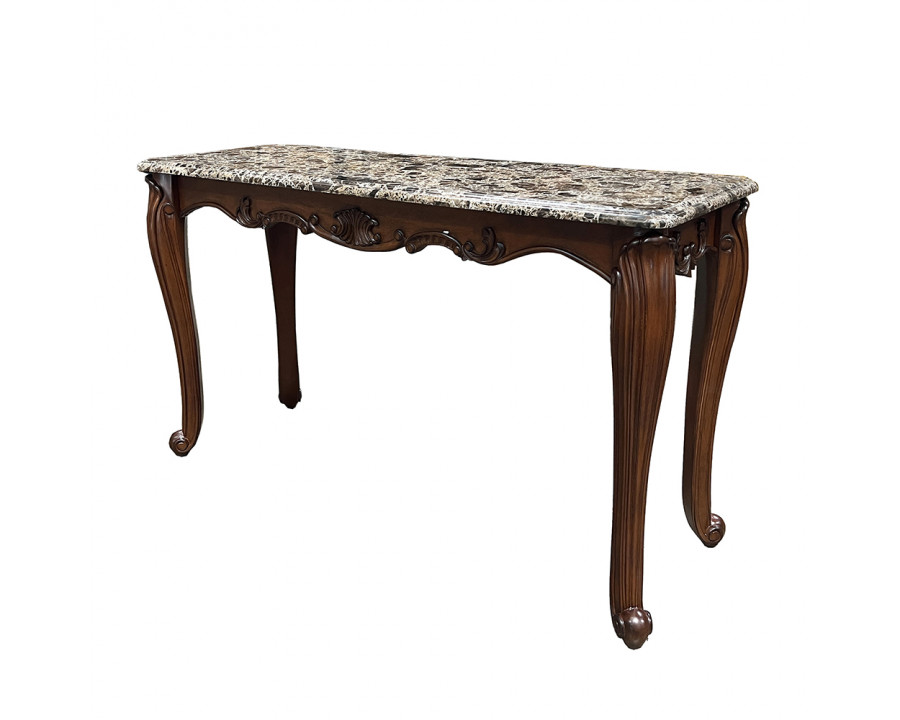 ACME - Nayla Sofa Table in Natural Marble Top/Cherry