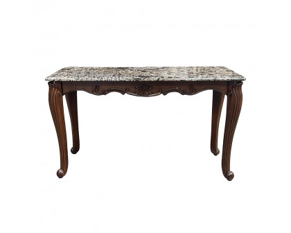 ACME - Nayla Sofa Table in Natural Marble Top/Cherry