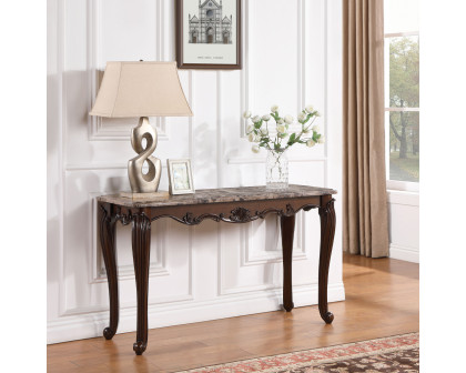 ACME - Nayla Sofa Table in Natural Marble Top/Cherry