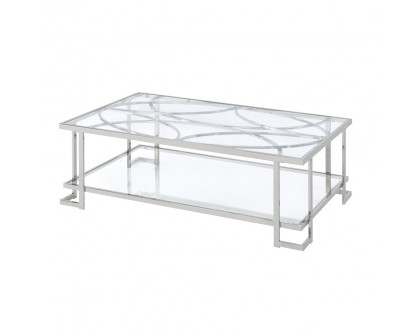 ACME - Kalan Coffee Table in Glass/Silver