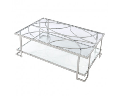 ACME - Kalan Coffee Table in Glass/Silver