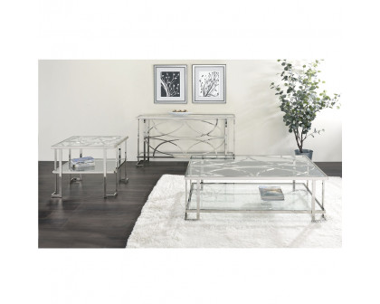 ACME - Kalan Coffee Table in Glass/Silver