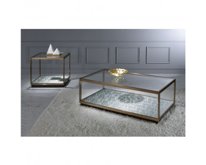 ACME - Kaia Coffee Table in Glass/Gold