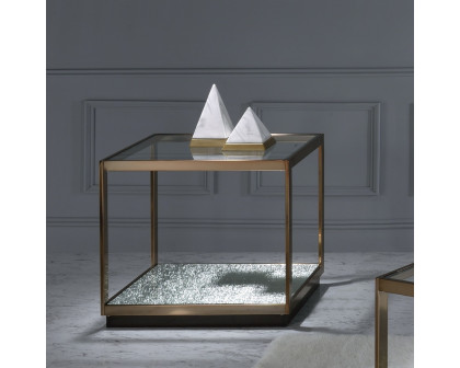 ACME - Kaia End Table in Glass/Gold