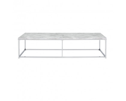 ACME - Voleta Coffee Table in Engineered Stone Top/Chrome