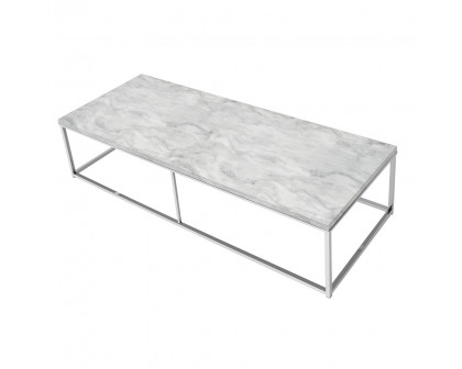 ACME - Voleta Coffee Table in Engineered Stone Top/Chrome