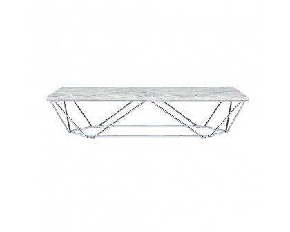 ACME - Luz Coffee Table in Engineered Stone Top/Chrome