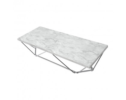 ACME - Luz Coffee Table in Engineered Stone Top/Chrome