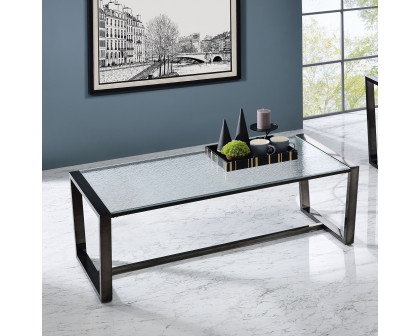 ACME - Kaia II Coffee Table in Patterned Mirror Glass/Black