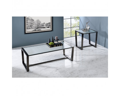 ACME - Kaia II Coffee Table in Patterned Mirror Glass/Black