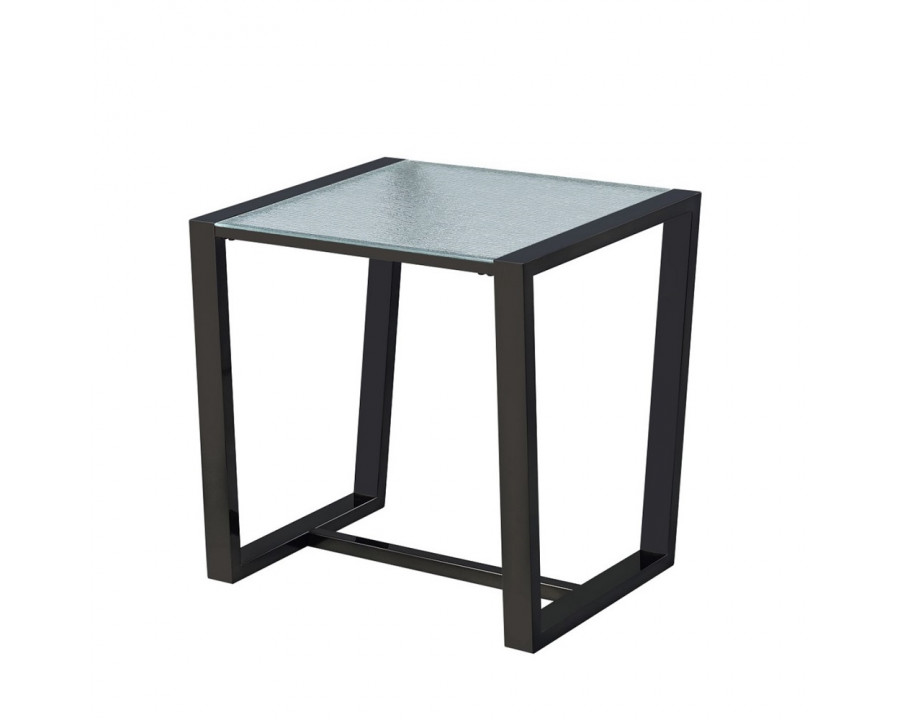 ACME - Kaia II End Table in Patterned Mirror Glass/Black