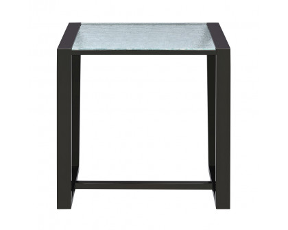 ACME - Kaia II End Table in Patterned Mirror Glass/Black