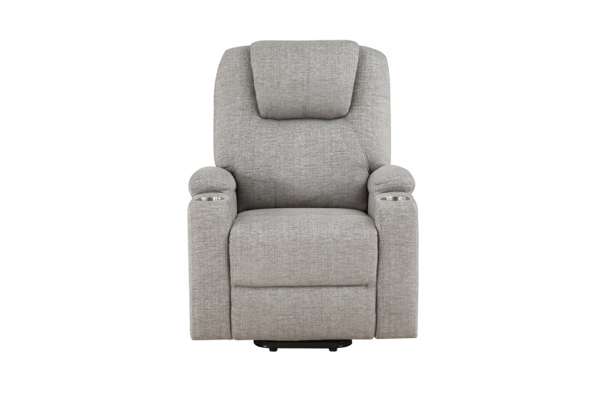 ACME™ Recliner with Power Lift & Massage - Light Gray Chenille