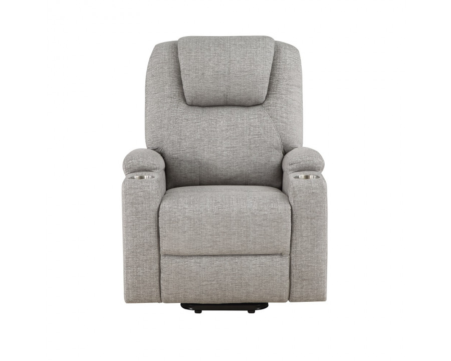 ACME Recliner with Power Lift & Massage - Light Gray Chenille