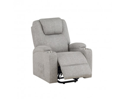 ACME™ Recliner with Power Lift & Massage - Light Gray Chenille