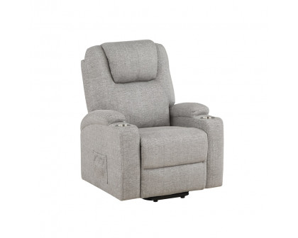 ACME™ Recliner with Power Lift & Massage - Light Gray Chenille