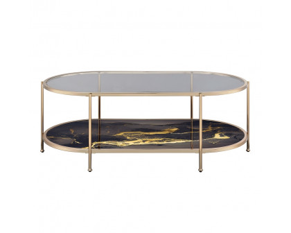 ACME Fiorella Coffee Table - Black Marble Print/Champagne