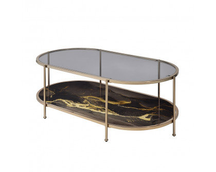 ACME Fiorella Coffee Table - Black Marble Print/Champagne