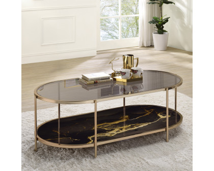 ACME Fiorella Coffee Table - Black Marble Print/Champagne