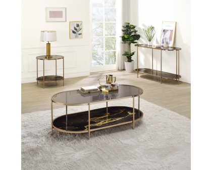 ACME Fiorella Coffee Table - Black Marble Print/Champagne