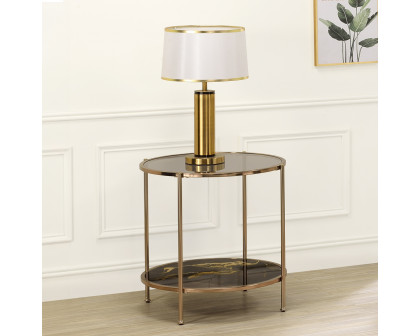 ACME Fiorella End Table - Black Marble Print/Champagne