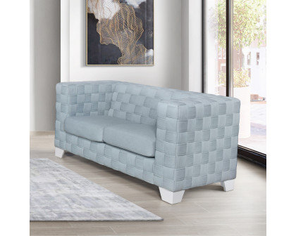 ACME - Saree Loveseat in Light Teal Chenille/White