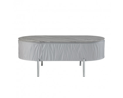 ACME - Yukino Coffee Table in Gray High Gloss/Chrome