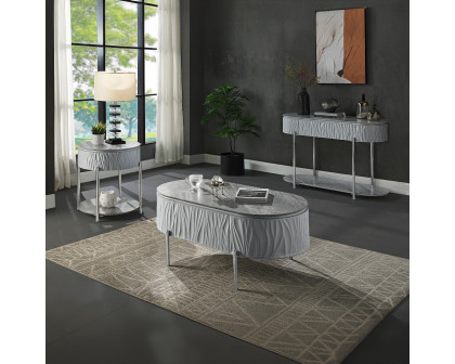 ACME - Yukino Coffee Table in Gray High Gloss/Chrome