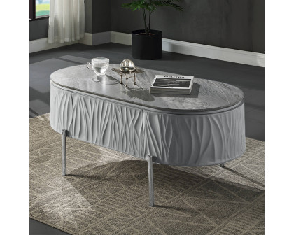 ACME - Yukino Coffee Table in Gray High Gloss/Chrome