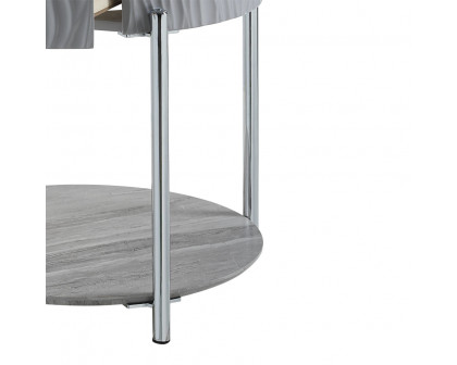 ACME - Yukino End Table in Gray High Gloss/Chrome